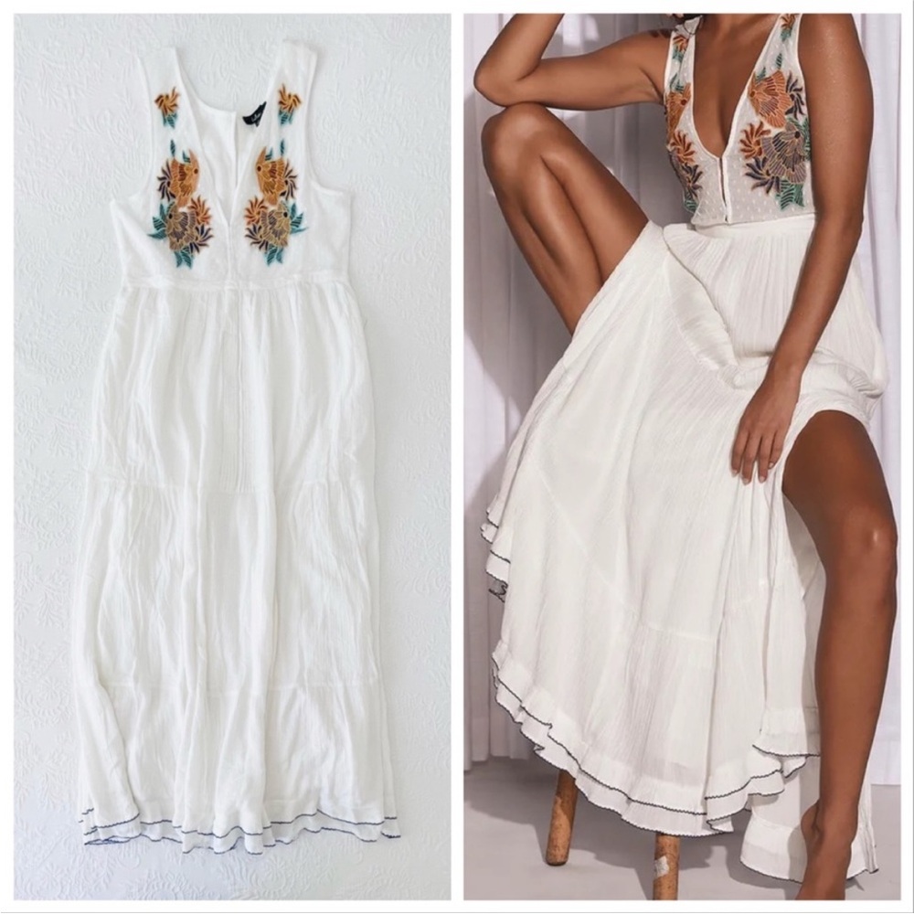 Lulu's Ivory Maxi Dress with Vibrant Floral Accents